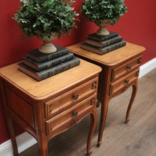 Load image into Gallery viewer, x SOLD Pair of Vintage French Bedside Cabinets or Two-drawer Lamp or Side Tables. B11826
