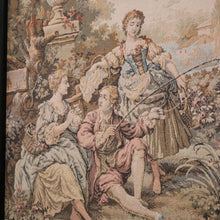 Load image into Gallery viewer, x SOLD Vintage Frame French Period Scene Wall Hanging Tapestry Fishing, Romance, Lovers. B11321
