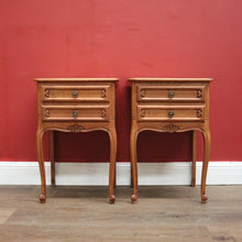 Load image into Gallery viewer, x SOLD Pair of Vintage French Bedside Cabinets or Two-drawer Lamp or Side Tables. B11826
