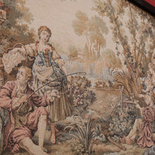 Load image into Gallery viewer, x SOLD Vintage Frame French Period Scene Wall Hanging Tapestry Fishing, Romance, Lovers. B11321
