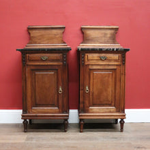 Load image into Gallery viewer, x SOLD Pair of Antique French Bedsides, Black Marble Top Lamp Tables. B11524
