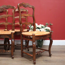 Load image into Gallery viewer, x SOLD Set of 4 Antique French Walnut and Rush Seat Dining or Kitchen Chairs. B11813
