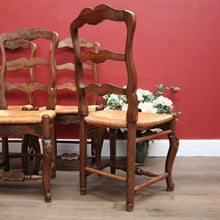 Load image into Gallery viewer, x SOLD Set of 4 Antique French Walnut and Rush Seat Dining or Kitchen Chairs. B11813
