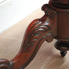 Load image into Gallery viewer, SOLD Antique Australian Cedar Piano Stool, Button Seated Blue Velvet Swivel Stool. B11770
