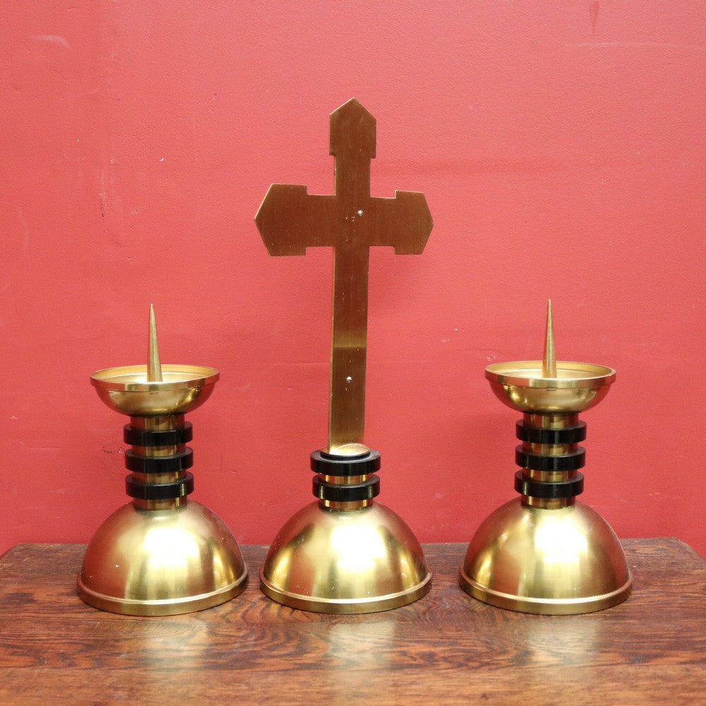 Set of Three Vintage Brass Candle Holders, Vintage Candle Holders