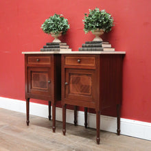 Load image into Gallery viewer, x SOLD Pair of Antique French Mahogany Bedside Cabinets or Lamp Tables with Marble Tops B11574
