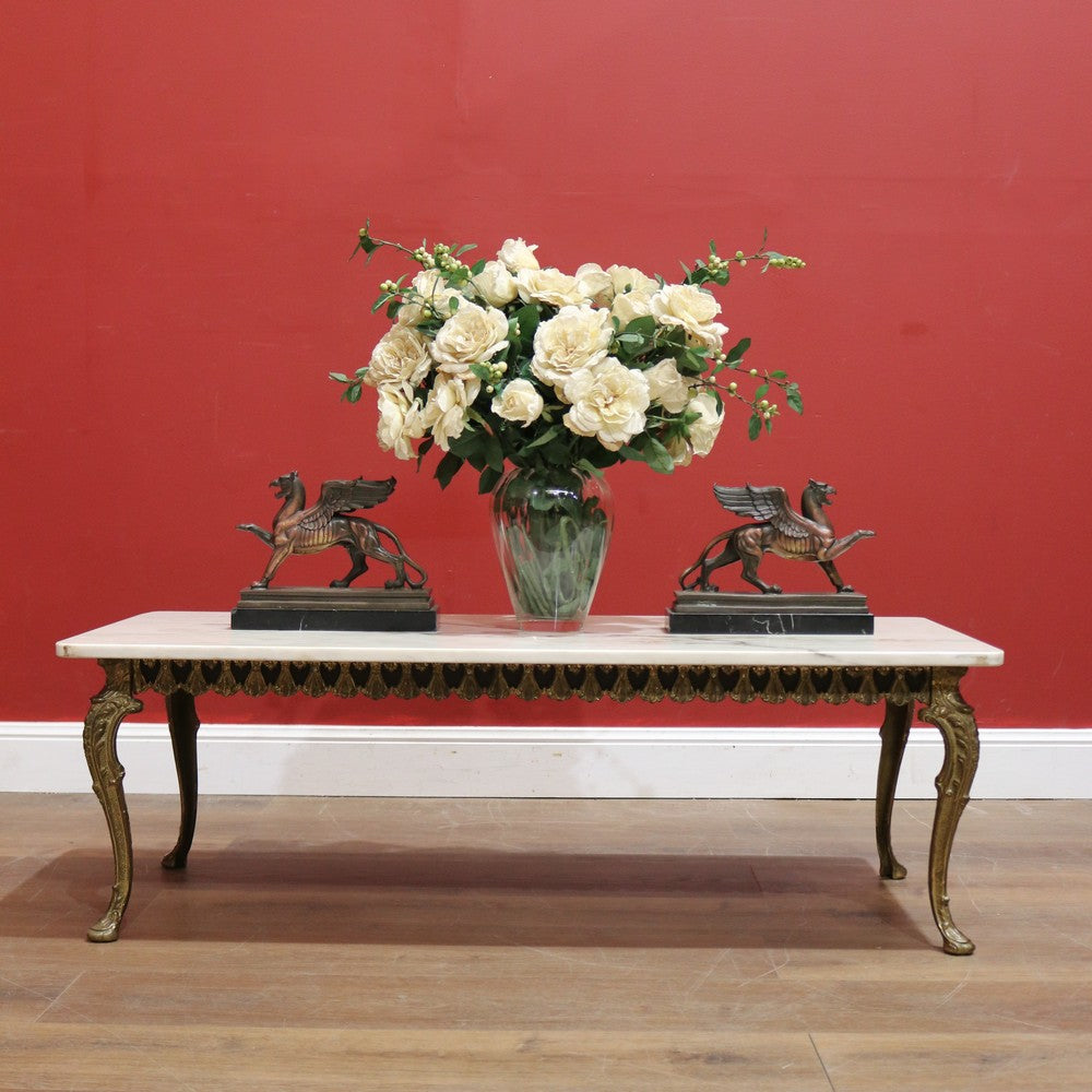 x SOLD 1960s Vintage Italian Marble and Brass Coffee Table, Rectangular in Shape. B11373