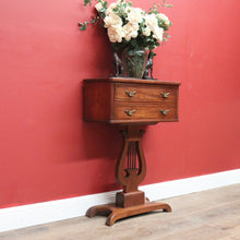 Load image into Gallery viewer, x SOLD Antique French Two Drawer Hall Table, Side or Lamp Table with Music Lyre Pedestal. B11499
