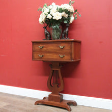 Load image into Gallery viewer, x SOLD Antique French Two Drawer Hall Table, Side or Lamp Table with Music Lyre Pedestal. B11499
