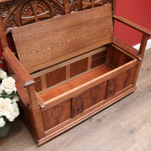 Load image into Gallery viewer, x SOLD Antique French Oak Hall Seat, Lift Lid Blanket Box Hall Chair Bench or Settee. B11906
