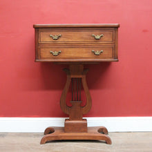 Load image into Gallery viewer, x SOLD Antique French Two Drawer Hall Table, Side or Lamp Table with Music Lyre Pedestal. B11499
