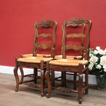 Load image into Gallery viewer, x SOLD Set of 4 Antique French Walnut and Rush Seat Dining or Kitchen Chairs. B11813
