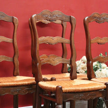 Load image into Gallery viewer, x SOLD Set of 4 Antique French Walnut and Rush Seat Dining or Kitchen Chairs. B11813
