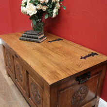 Load image into Gallery viewer, x SOLD Antique French Blanket Box, Oak Coffer or Coffee Table with Carved Detail. B11626
