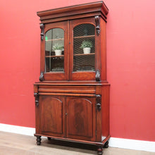 Load image into Gallery viewer, Antique Australian Cedar Two-Height Bookcase or China Cabinet with Shield Doors. B11777
