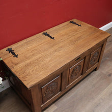 Load image into Gallery viewer, x SOLD Antique French Blanket Box, Oak Coffer or Coffee Table with Carved Detail. B11626

