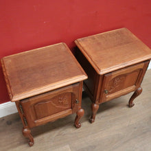 Load image into Gallery viewer, Pair of French Lamp Tables or Bedside Tables with Cupboard Storage, French Oak. B11966
