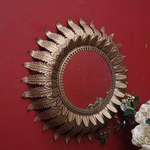 Load image into Gallery viewer, x SOLD A Mid-Century Gilt-coloured Metal and Mirror Sunburst-style Wall Mirror, Leaf Pattern. B11682
