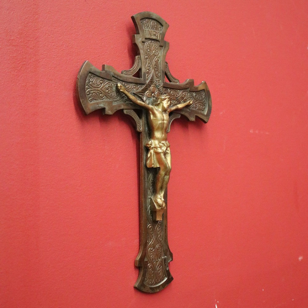 X Sold Antique French Crucifix, Wall Hanging Christ On The Cross, Home 