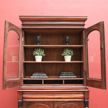 Load image into Gallery viewer, Antique Australian Cedar Two-Height Bookcase or China Cabinet with Shield Doors. B11777
