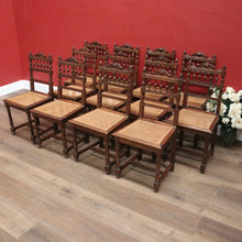 Load image into Gallery viewer, Set of 12 Antique French Dining Chairs or Oak and Cane Kitchen Chairs. B11959
