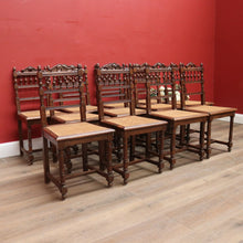 Load image into Gallery viewer, Set of 12 Antique French Dining Chairs or Oak and Cane Kitchen Chairs. B11959
