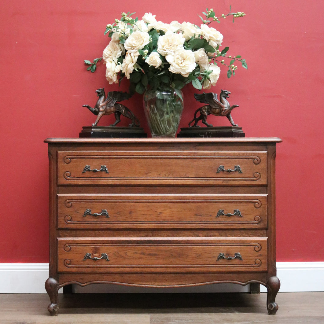 x SOLD French Entry or Foyer Chest, Three Drawer Chest of Drawers with Brass Handles. B11914