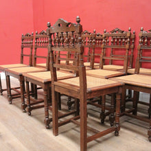 Load image into Gallery viewer, Set of 12 Antique French Dining Chairs or Oak and Cane Kitchen Chairs. B11959
