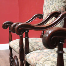 Load image into Gallery viewer, Pair of Antique Hall Chairs, French Walnut and Fabric Library Chairs or Armchairs. B11433
