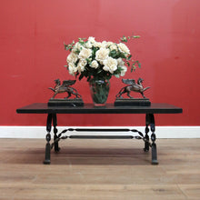 Load image into Gallery viewer, Antique French Hand-Forged Iron Coffee Table with Black Slat Top B11405
