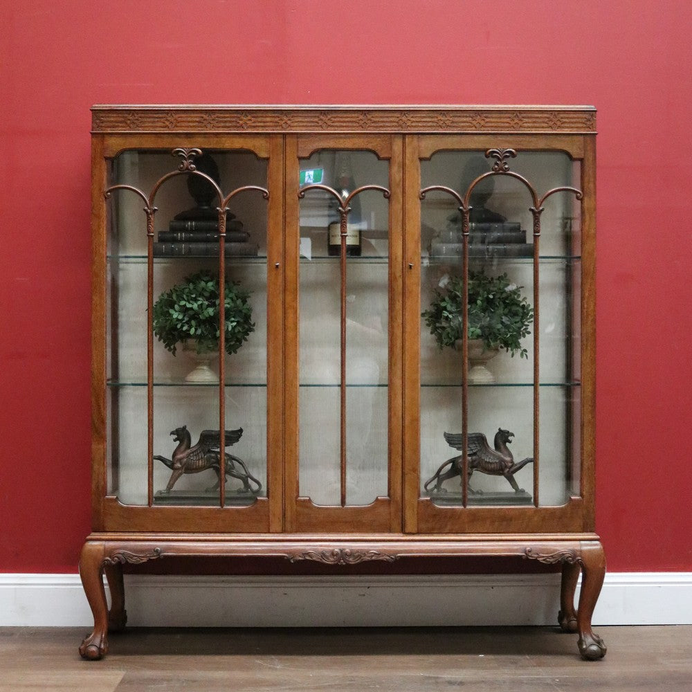x SOLD Antique China Cabinet - Ricketts and Thorp Australian Glass Shelf Display Cabinet. B11918