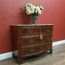 Load image into Gallery viewer, Antique French mahogany Three Drawer Marble Top Chest of Drawers with Brass Detail. B12162
