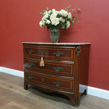 Load image into Gallery viewer, Antique French mahogany Three Drawer Marble Top Chest of Drawers with Brass Detail. B12162
