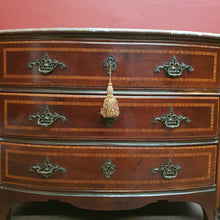 Load image into Gallery viewer, Antique French mahogany Three Drawer Marble Top Chest of Drawers with Brass Detail. B12162
