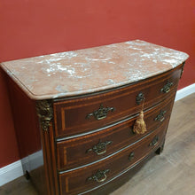 Load image into Gallery viewer, Antique French mahogany Three Drawer Marble Top Chest of Drawers with Brass Detail. B12162
