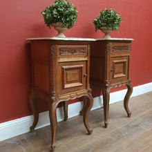 Load image into Gallery viewer, x SOLD A Pair of Antique French Oak and Marble Top Lamp Table or Bedsides. B12086
