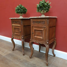 Load image into Gallery viewer, x SOLD A Pair of Antique French Oak and Marble Top Lamp Table or Bedsides. B12086
