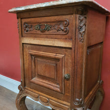 Load image into Gallery viewer, x SOLD A Pair of Antique French Oak and Marble Top Lamp Table or Bedsides. B12086
