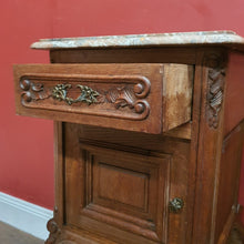 Load image into Gallery viewer, x SOLD A Pair of Antique French Oak and Marble Top Lamp Table or Bedsides. B12086
