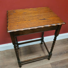 Load image into Gallery viewer, x SOLD Antique English Oak Hall Side or Lamp Table with Barley Twist Legs and a Stretcher Base. B12175
