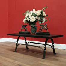 Load image into Gallery viewer, Antique French Hand-Forged Iron Coffee Table with Black Slat Top B11405
