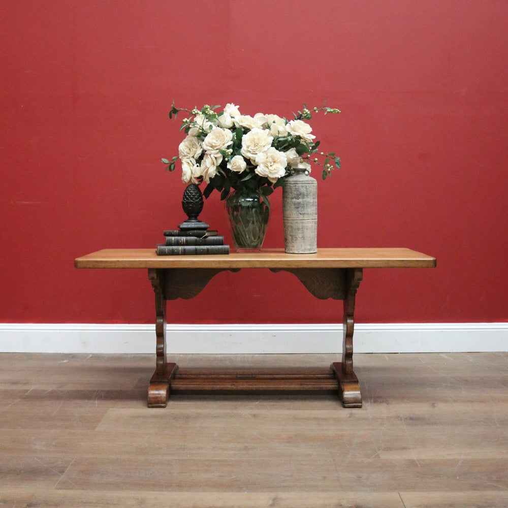 X SOLD Vintage French Coffee Table, Country France Twin Stretcher Base Coffee Table. B11402