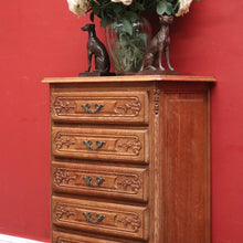 Load image into Gallery viewer, x SOLD French Oak and Brass Handle Five (5) Drawer Chest of Drawers or Lingerie Chest. B11870
