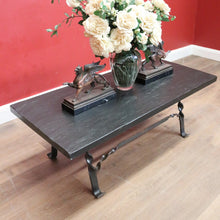 Load image into Gallery viewer, Antique French Hand-Forged Iron Coffee Table with Black Slat Top B11405
