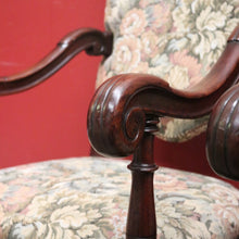 Load image into Gallery viewer, Pair of Antique Hall Chairs, French Walnut and Fabric Library Chairs or Armchairs. B11433
