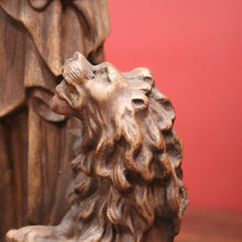 Load image into Gallery viewer, Antique French Statue Madonna and Child, Mary and Baby Jesus, Lion, Gargoyle. B11724
