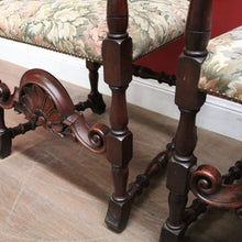 Load image into Gallery viewer, Pair of Antique Hall Chairs, French Walnut and Fabric Library Chairs or Armchairs. B11433
