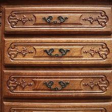 Load image into Gallery viewer, x SOLD French Oak and Brass Handle Five (5) Drawer Chest of Drawers or Lingerie Chest. B11870
