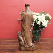 Load image into Gallery viewer, Antique French Statue Madonna and Child, Mary and Baby Jesus, Lion, Gargoyle. B11724
