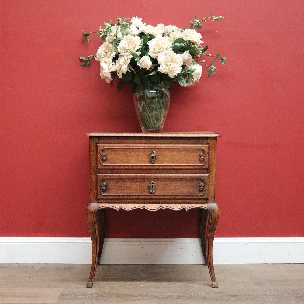 x SOLD Antique French Lamp or Side Table, or 2-Drawer Bedside Table or Cabinet. B11705